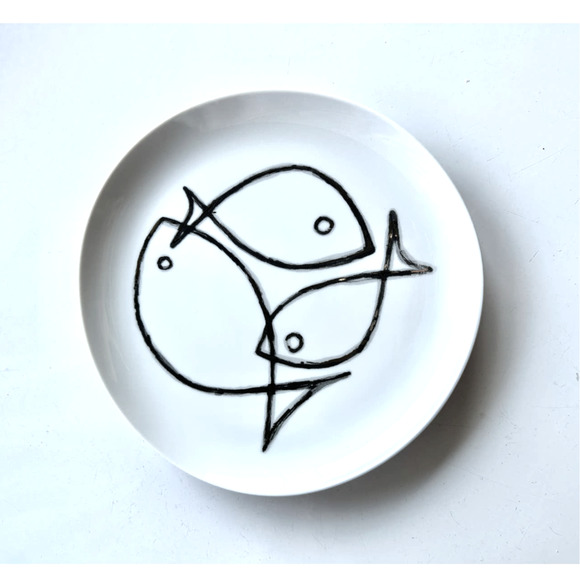 PAOLA NAVONE CERAMIC DINNER PLATE FISH GRAPHIC MODERN ITALIAN DESIGN PORTUGAL
